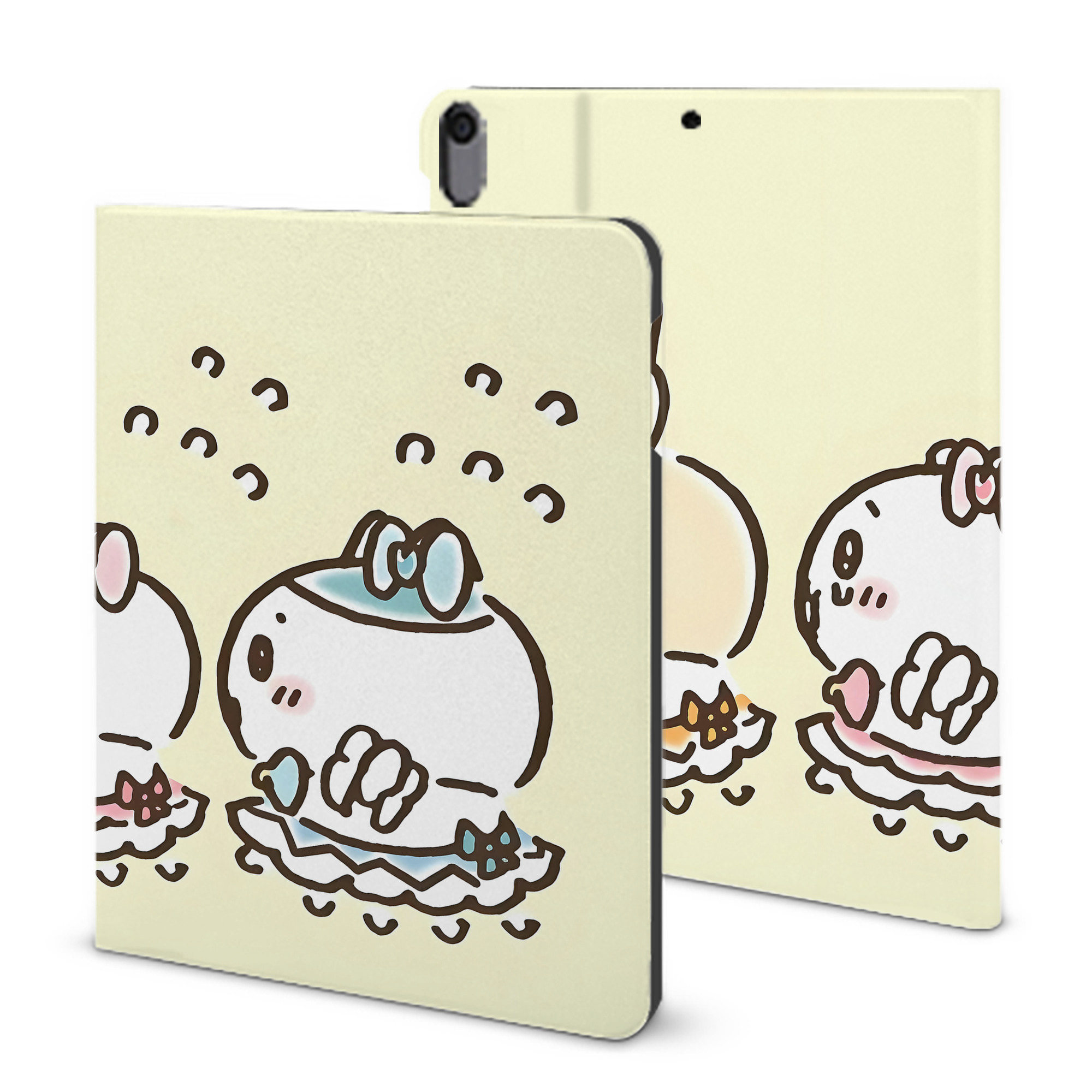 （画像用） ちいかわ Chii-kawa IPad ケース ブック型 PUレザー TPU 耐衝撃 軽量 薄型 ペン収納なし 全面保護 IPad 各モデル対応